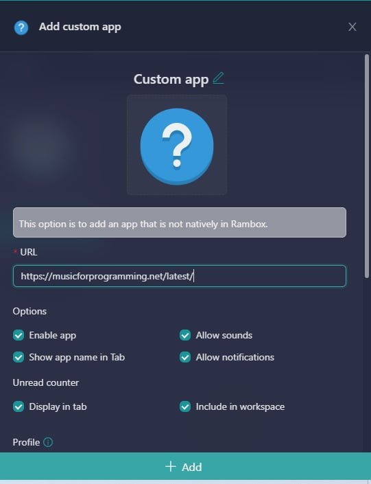 add applications Unified Workspace 5