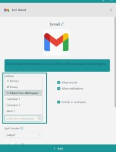 Unified Workspace’s features for managing multiple email