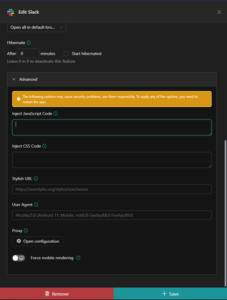 How to inject JavaScript with Unified Workspace