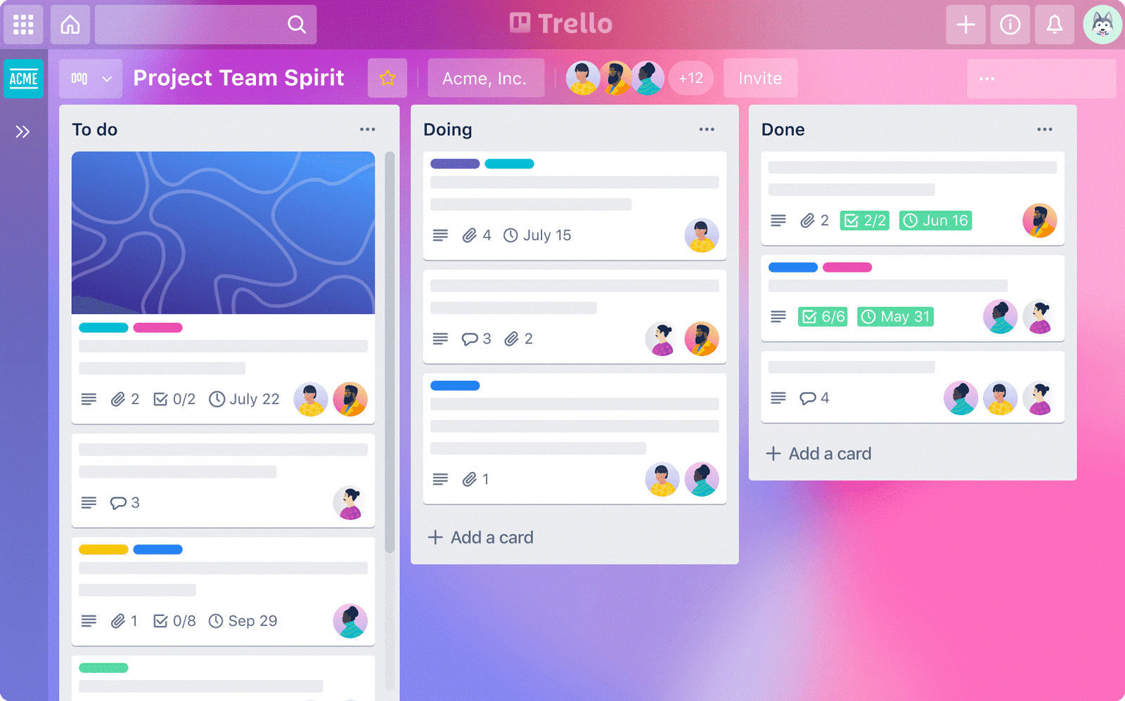 Trello interface: February's most-used apps on Unified Workspace
