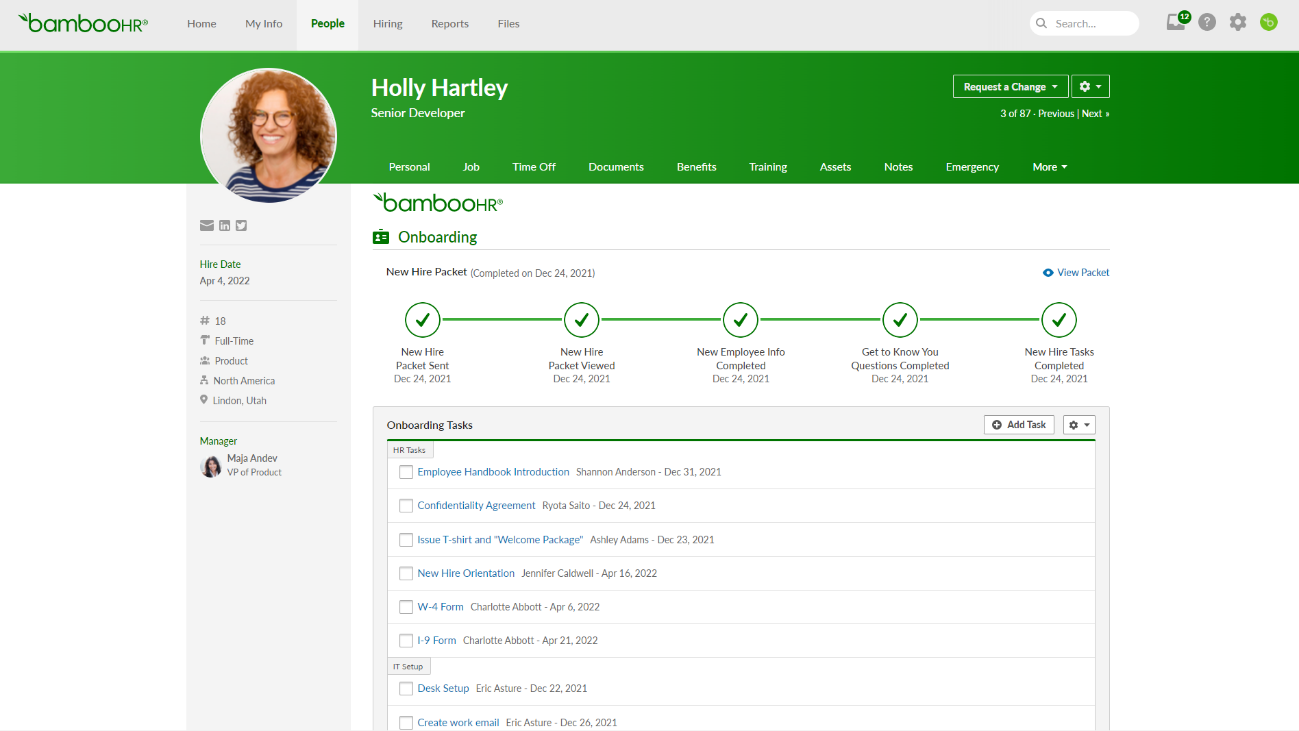 BambooHR interface-best apps for small business