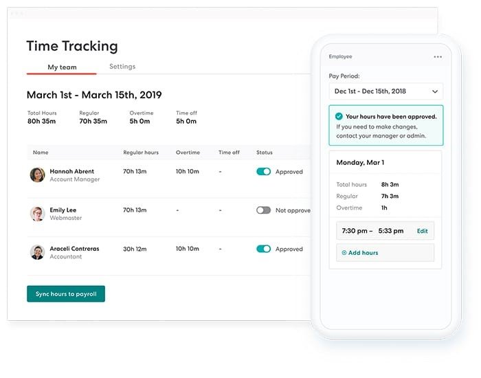 Gusto interface-best apps for small business