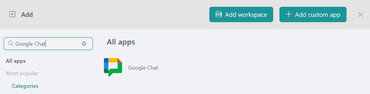add google chat to Unified Workspace