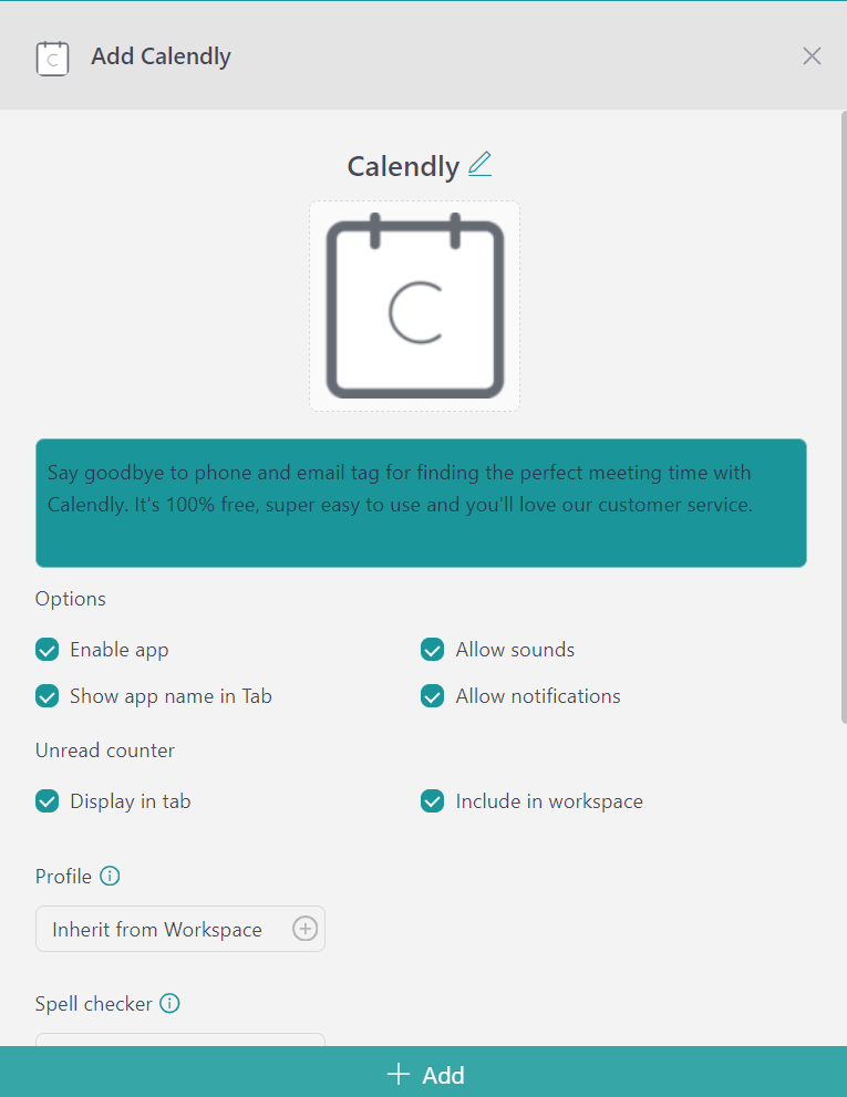 configure calendly Unified Workspace