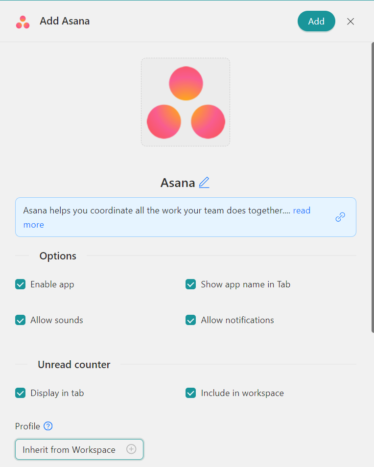 Configure Asana Unified Workspace