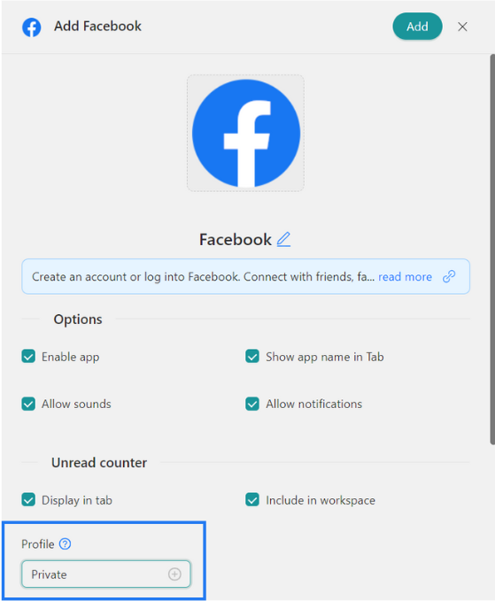 Profiles Facebook Unified Workspace