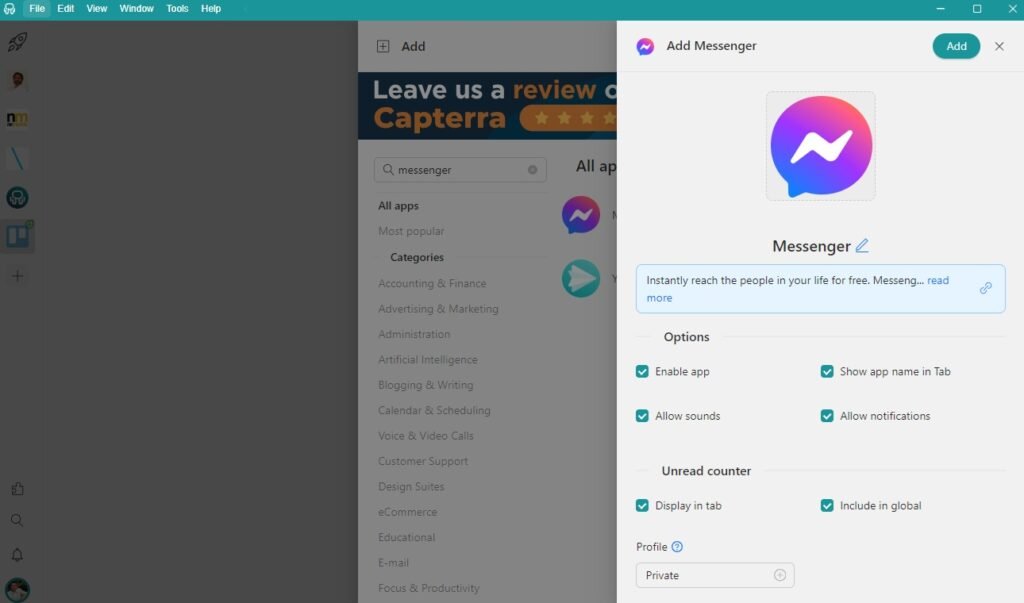 Install Messenger on Unified Workspace