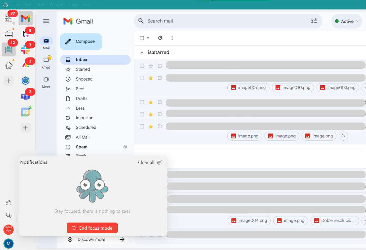 Unified Workspace Focus Mode interface