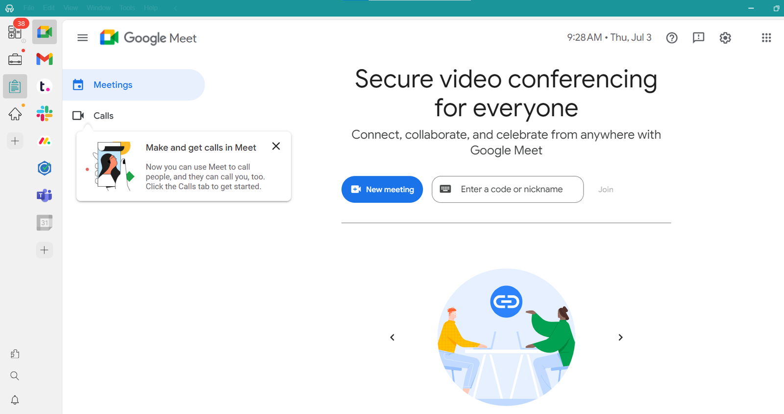 Google Meet as a desktop app on Unified Workspace