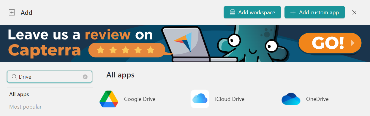 Add Google Drive desktop app to Unified Workspace