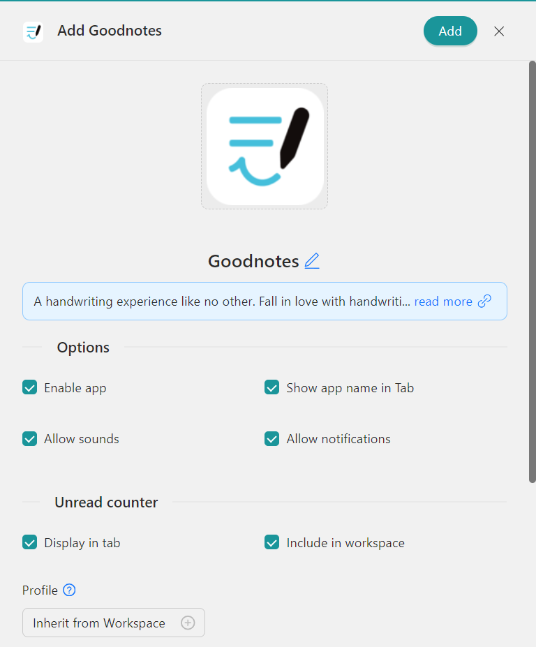 Configure Goodnotes in Unified Workspace