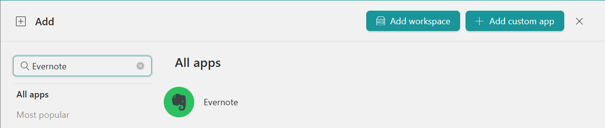 Add Evernote to Unified Workspace
