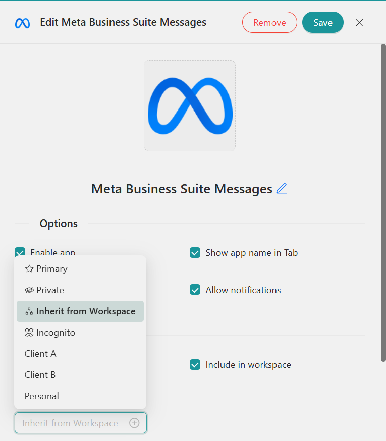 Unified Workspace Profiles- Meta