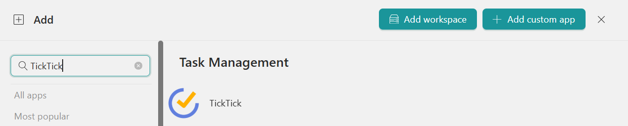 Add TickTick to Unified Workspace
