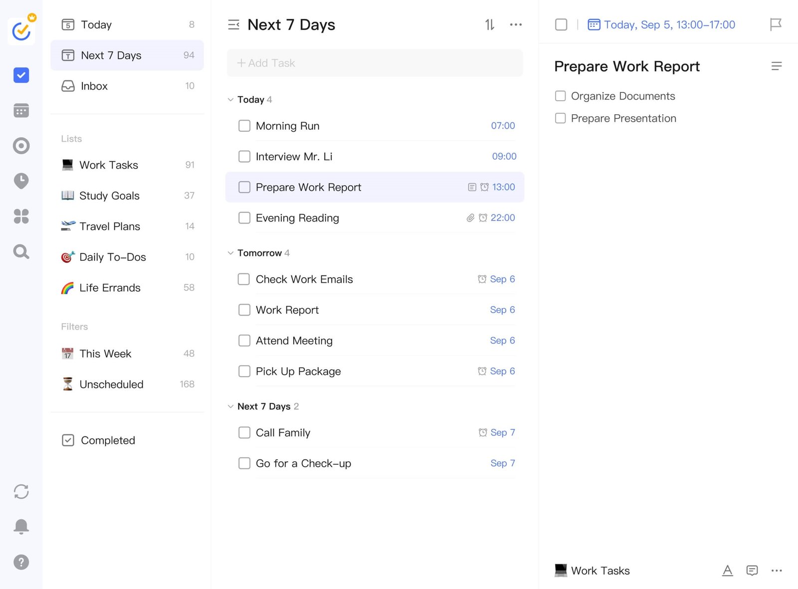 TickTick interface