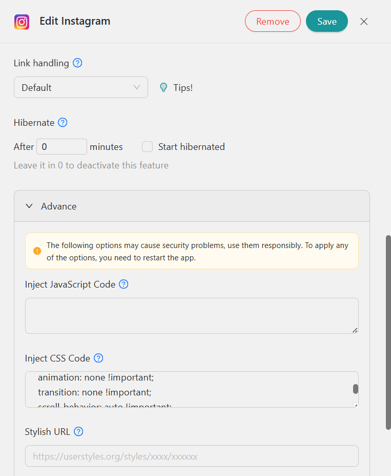 inject JavaScript and CSS code - Unified Workspace