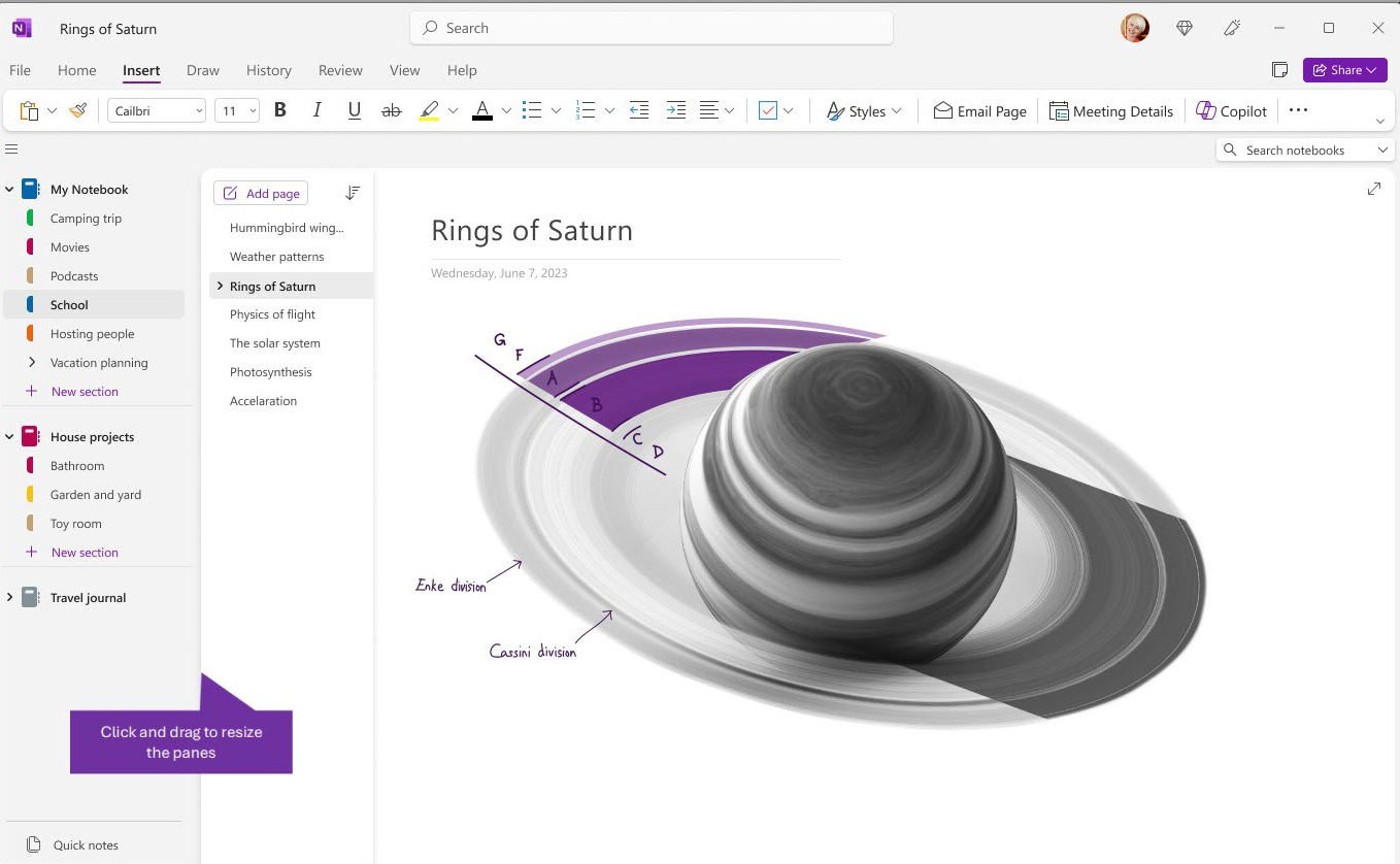 One Note interface - Evernote alternatives