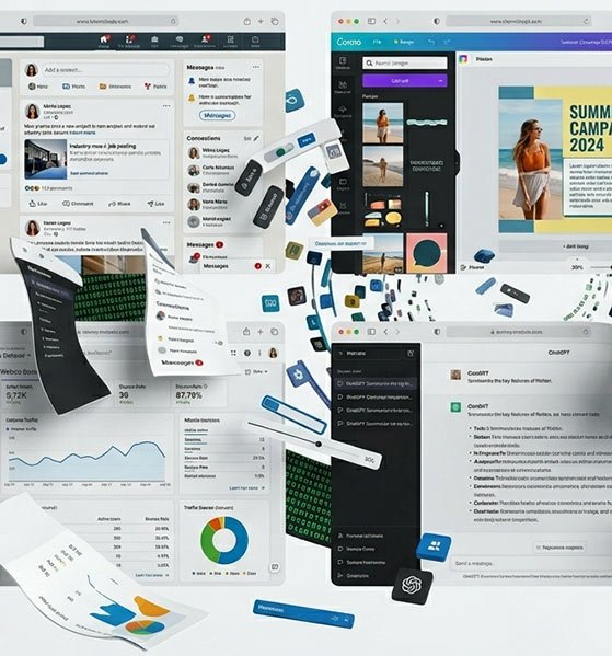 Marketing tools and client accounts organized in Unified Workspace