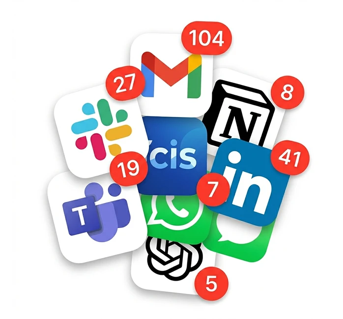 Team work apps and accounts organized in Unified Workspace